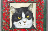 Weihnacht Servietten rot mit 4 Katzenporträt