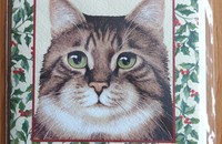 Weihnacht Klappkarte mit getiegerter Katze