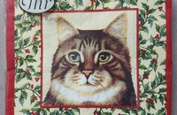 Weihnacht Servietten beige mit 4 Katzenporträt