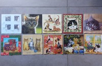 10 verschiedene Servietten mit Katzen I