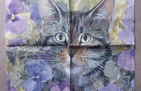 Küchentuch Katzen TABBY WITH PANSIES