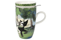 Rosina Wachtmeister Tee-Tasse Katzen Una passeggiata nel verde mit Deckel und Sieb