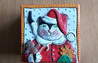 Schachtel aus Karton Katze SANTA CLAUS