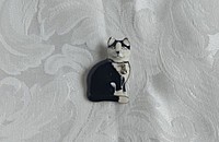 Brosche Katze schwarz - weiss emailliert