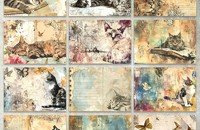 Scrapbooking 36 Blätter mit Katzenmotiv Vintage