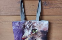 Schultertasche Katze mit grünen Augen