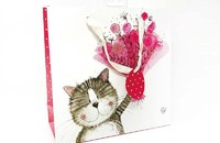 Alex Clark Geschenktasche chat mit pink Blumenstrauss