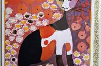 Rosina Wachtmeister Katzen Klappkarte Blumenwiese