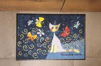 Rosina Wachtmeister Fussmatte Türvorleger Katze Danza delle farfalle waschbar