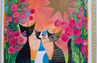 Rosina Wachtmeister Katzen Klappkarte Rosengarten