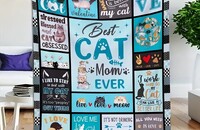 Kuschelige, weiche Flanelldecke turquois mit Katzen 