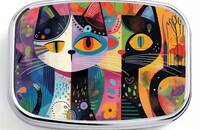 Pillendose 2 abstracte Katzen