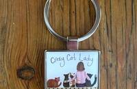 Alex Clark Crazy cat Lady Katzen Schlüsselanhänger