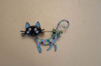 Katzen-Brosche blau emailliert
