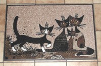 Rosina Wachtmeister Fussmatte Türvorleger Katzen "Serafino & Friends" waschbar 
