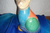 Sitzende Katze aus Raku Keramik I