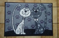 Katzen Fussmatte Türvorleger "Katzenpaar" waschbar