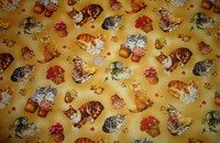 Stoff Katzen mit Blumen