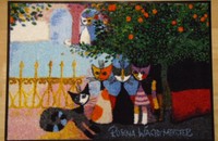 Rosina Wachtmeister Fussmatte Türvorleger Katzen "Vita familiare" waschbar