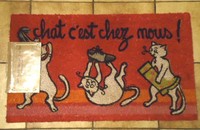 Rosa-roter Türvorleger Kokosmatte Katzen "chat c'est chez nous!" CHAT CHAT CHAT