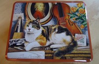 Rechteckige Blechdose I "Musikalische Katze"