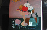 Rosina Wachtmeister Klappkarte Katze Serafina mit Obstschale