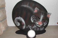 Buckel-Katze Kerzenhalter 