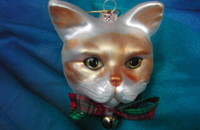Weihnachtskugel Katzenkopf aus Glas F