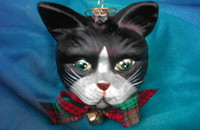 Weihnachtskugel Katzenkopf aus Glas C