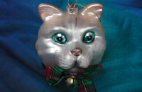 Weihnachtskugel Katzenkopf aus Glas D