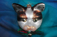 Weihnachtskugel Katzenkopf aus Glas G