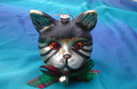 Weihnachtskugel Katzenkopf aus Glas B