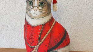 Türstopper Kissen Katze als Weihnachtsmann 
