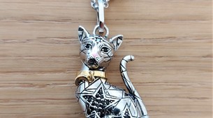Halskette Silber mit wunderschönem Katzen-Anhänger 