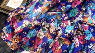 Grosser Schal mit bunten Katzen I