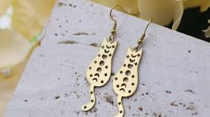 Ohrringe Katzen mit Mondphasen gold