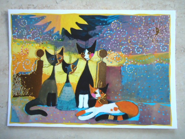Postkarte Kunstdruck Katze Cat Rosina WACHTMEISTER Vor dem Tor Postkarte 