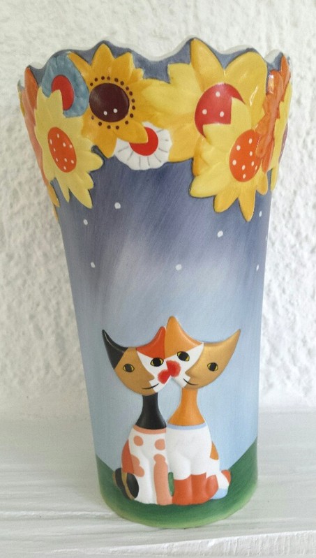 Sonnenblumenvase, süße Katzenauto-Zentralsteuerungsdekoration